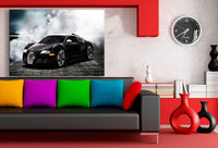 Bugatti Veyron Rauch Leinwandbild – Schwarz-Weiß Auto Wandbild XXL – AK Art Bilder Kunstdruck
