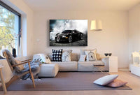 Bugatti Veyron Rauch Leinwandbild – Schwarz-Weiß Auto Wandbild XXL – AK Art Bilder Kunstdruck