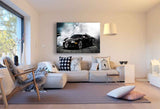 Bugatti Veyron Rauch Leinwandbild – Schwarz-Weiß Auto Wandbild XXL – AK Art Bilder Kunstdruck