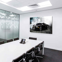 Bugatti Veyron Rauch Leinwandbild – Schwarz-Weiß Auto Wandbild XXL – AK Art Bilder Kunstdruck