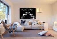 BMW M3 GTR Leinwandbild – Schwarz-Weiß Auto Wandbild XXL – AK Art Bilder Kunstdruck