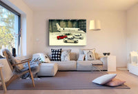Aston Martin mit Privatjet – Luxus Auto Leinwandbild XXL – AK Art Wandbild Kunstdruck