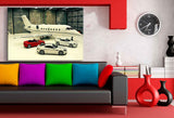 Aston Martin mit Privatjet – Luxus Auto Leinwandbild XXL – AK Art Wandbild Kunstdruck