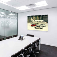Aston Martin mit Privatjet – Luxus Auto Leinwandbild XXL – AK Art Wandbild Kunstdruck