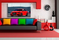Audi RS6 Wandbild in Rot – XXL Auto Leinwandbild von AK Art – Moderner Kunstdruck für Autoliebhaber