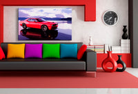 Dodge Challenger Wandbild – Rotes Muscle Car als XXL Leinwand von AK Art