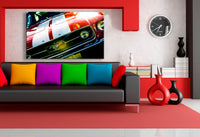 Ford Mustang Fastback 1967 Leinwandbild – Roter Klassiker mit weißen Streifen | AK ART Auto Wandbild