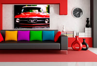 Ford Mustang Leinwandbild – Klassische Legende in strahlendem Rot | AK ART Auto Kunstdruck XXL