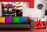 Cadillac Eldorado Retro Auto Leinwandbild – Roter Klassiker mit Chromscheinwerfern | AK ART Vintage Wandbild