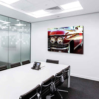 Cadillac Eldorado Retro Auto Leinwandbild – Roter Klassiker mit Chromscheinwerfern | AK ART Vintage Wandbild