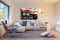 Cadillac Eldorado Retro Auto Leinwandbild – Roter Klassiker mit Chromscheinwerfern | AK ART Vintage Wandbild