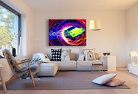 VW Käfer Leinwandbild – Vintage Beetle in Neon-Wirbel | AK ART Auto Wandbild XXL