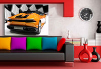 Lamborghini Huracán Spyder Leinwandbild – Orangefarbenes Hypercar als Kunstdruck | AK ART Auto Wandbild XXL