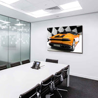 Lamborghini Huracán Spyder Leinwandbild – Orangefarbenes Hypercar als Kunstdruck | AK ART Auto Wandbild XXL