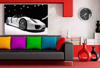 Porsche 918 Spyder Leinwandbild – Weißer Supersportwagen als Wandbild | AK ART Auto Kunstdruck XXL