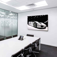 Porsche 918 Spyder Leinwandbild – Weißer Supersportwagen als Wandbild | AK ART Auto Kunstdruck XXL