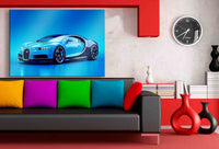 Bugatti Chiron Leinwandbild – Blaue Supersportwagen-Ikone auf Studiohintergrund | AK ART Auto Wandbild XXL
