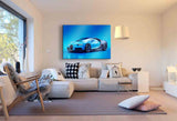 Bugatti Chiron Leinwandbild – Blaue Supersportwagen-Ikone auf Studiohintergrund | AK ART Auto Wandbild XXL