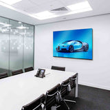 Bugatti Chiron Leinwandbild – Blaue Supersportwagen-Ikone auf Studiohintergrund | AK ART Auto Wandbild XXL