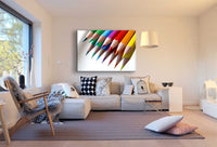 Bunte Stifte Leinwandbild – Farbenfrohe Nahaufnahme in kräftigen Tönen | AK ART Kunstdruck XXL Abstrakt