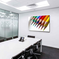 Bunte Stifte Leinwandbild – Farbenfrohe Nahaufnahme in kräftigen Tönen | AK ART Kunstdruck XXL Abstrakt