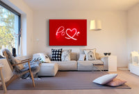 Love & Herz – Romantisches abstraktes Leinwandbild in leuchtendem Rot | AK ART
