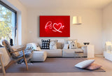 Love & Herz – Romantisches abstraktes Leinwandbild in leuchtendem Rot | AK ART