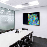 Bunte psychedelische Katze im Weltraum – Verspieltes abstraktes Leinwandbild | AK ART