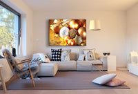 Weihnachtsschmuck in Gold – Festliches Leinwandbild für elegante Winterdeko | AK ART