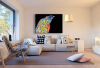 Psychedelischer Vogel mit Dynamit – Abstraktes Pop-Art-Leinwandbild voller Farbe & Rebellion | AK ART