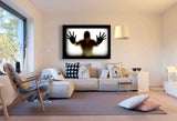 Schatten Leinwandbild – Silhouette hinter Glas in mystischer Stimmung, emotional & hochwertig gedruckt | Made in Germany von AK ART