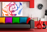 Rose Abstrakt Leinwandbild – Aquarell-Rose mit Farbverlauf & Eisstruktur | Modernes Wandbild in Premiumqualität von AK ART Made in Germany