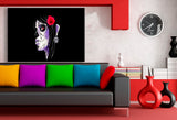 Santa Muerte Comic Frau – Gothic Leinwandbild mit Sugar Skull Make-up & Rose im Haar | Premium Kunstdruck von AK ART Made in Germany