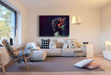 Zerfallenes Gesicht – Abstraktes Leinwandbild mit surrealer Frauenfigur & kosmischem Effekt | Hochwertiger Kunstdruck von AK ART