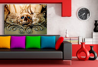 Smoking Skull Leinwandbild AK Art Bilder Wandbild made in Germany Top XXL Abstrakt