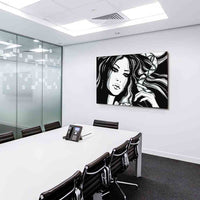 AK Art Schwarz Weiss Comic Frau mit Schlange| Premium Kunstdruck Made in Germany