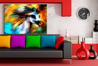 White Horse Abstrakt Leinwandbild AK Art Studio Wanddeko Wandbild Made in Germany XXL TOP