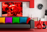 Red Skull Abstrakt Leinwandbild AK Art Wanddeko Wandbild Made in Germany Premium XXL