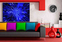 Sterne-Warp Leinwandbild in Blau – Lichtgeschwindigkeit trifft Design | AK ART Wandbild XXL