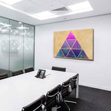 Abstraktes Pyramiden Leinwandbild – Dreieck mit Galaxie-Motiv in Pastell | AK ART Wandbild Mehrfarbig XXL
