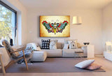 Schmetterling‑Totenkopf – Farbstarkes Tattoo‑Flash Leinwandbild im Vintage‑Stil | AK ART Kunstdruck XXL
