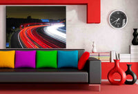 Highway‑Lichtspuren in Rot & Weiß – Dynamisches Abstrakt‑Leinwandbild | AK ART Kunstdruck XXL