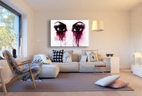 Schöne Augen mit Farbtränen – Abstraktes Schwarz-Weiß Leinwandbild voller Emotion | AK ART Kunstdruck XXL