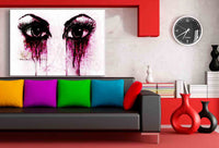 Schöne Augen mit Farbtränen – Abstraktes Schwarz-Weiß Leinwandbild voller Emotion | AK ART Kunstdruck XXL