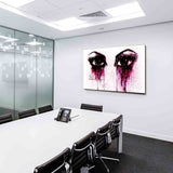 Schöne Augen mit Farbtränen – Abstraktes Schwarz-Weiß Leinwandbild voller Emotion | AK ART Kunstdruck XXL