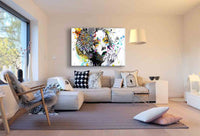 Abstraktes Frauenporträt mit floraler Kunst – Graffiti-Leinwandbild in Aquarelloptik | AK ART Kunstdruck XXL