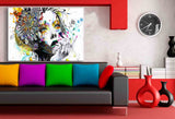Abstraktes Frauenporträt mit floraler Kunst – Graffiti-Leinwandbild in Aquarelloptik | AK ART Kunstdruck XXL