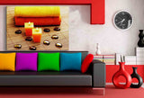 Wellness & Spa – Abstraktes Leinwandbild mit Kerzen & Handtüchern in warmen Farben | AK ART
