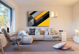 Abstraktes Leinwandbild mit gelben, grauen & schwarzen Farbflächen – Minimalistische Wandkunst | AK ART