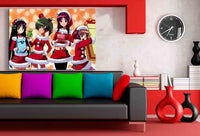 Anime Hentai Mädchen 2 Weihnachten Leinwandbild AK ART Wanddeko Wandbild TOP XXL
